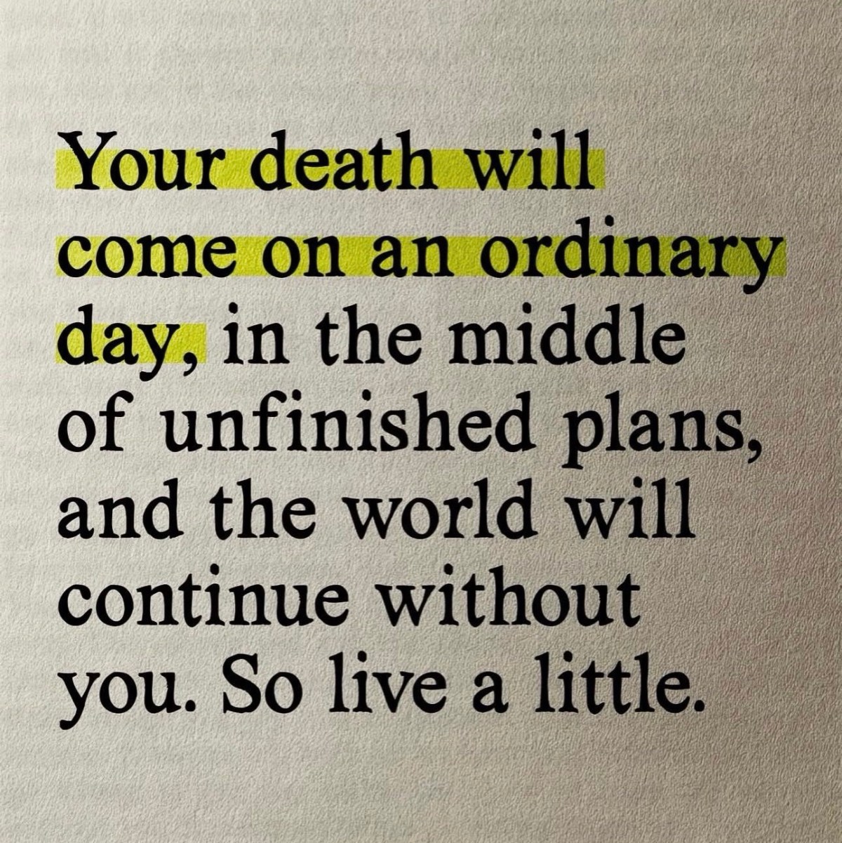 Surely death is an extraordinary&nbsp;day?